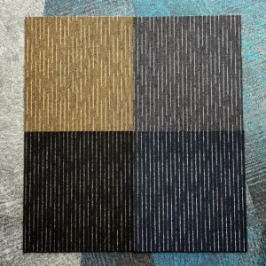 Grey Textured Linear Nylon Plain 50×50 Square Carpet Tile with Subtle Stripe Pattern for Office Hotel Corridor Lounge
