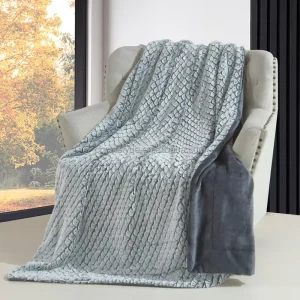 Grey White Checkered Gradient Stripe Yellow 3D Fleece Flannel Throw Blankets Knitted Technique for Airplane