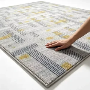 Grey Yellow Geometric Line Nylon Wall to Wall Carpet Custom Printed Commercial Carpet for Office Hotel Corridor Projects