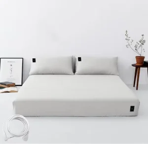 Grounded Fitted Sheet Silver Fiber Organic Cotton 360 Elastic Band 15ft Cord 300 Thread Count Reduces Anxiety