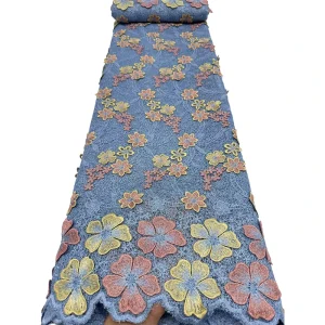 Guipure Lace Fabric Embroidered Flowers Cord Lace Fabric Rope for Girls Wedding Clothes Parties Dress Materials