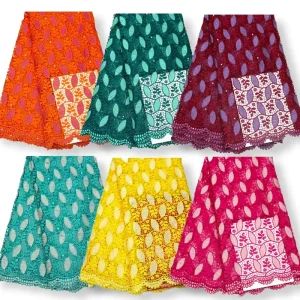 Guipure Tassel Border Embroidery Water Soluble 100% Polyester Lace Fabric with Fringe Cord for Dresses Bridal Bags Decorations