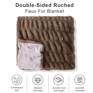 Guoshun Faux Fur Throw Blanket High Warmth Retention Heavy Weighted Faux Fur Throw Blanket