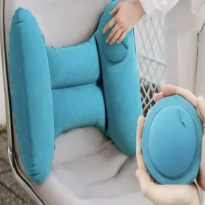 H-shaped Press-to-Inflate Lumbar Pillow with Back Support Cushion for Leisure Office Travel Car Airplane and High-Speed Rail