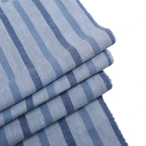 HAHOO Yarn Dyed Multi Color Striped Style Upholstery Composition Roll Hotel Stonewashed Linen Fabric for Summer Dress
