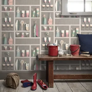 HD Print Wine Bottle Cocktail Glass Wallpaper Self-adhesive Removable Retro Grid Bar Wallpaper for Cafe Pub Villa Interior Decor