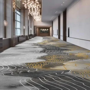 HJ Luxury Woven Machine Made Printed Jacquard Loop Pile Nylon Broadloom Commercial Hotel Corridor Wall to Wall Carpet