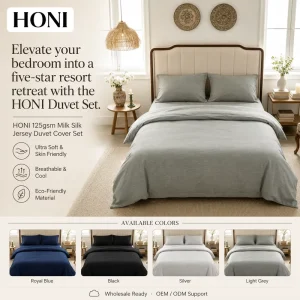 HONI 100% Cotton 125 Gsm Twin Size Luxury Style Cosy Quilt Cover Bedding Set for Home Use