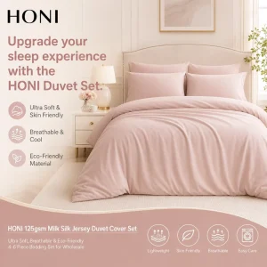 HONI 100 Thread Count Full Size Classic Style Cosy Pillowcase Duvet Cover Sets for Comfortable Sleep