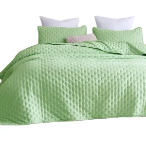 HONI 80gsm Ultrasonic Reversible Quilt Bedding Set with Pillow Shams Lightweight Quilts Soft Bedspreads for All Seasons