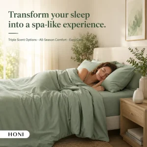 HONI Classic Style Polyester Fabric Full Size Breathable Bed Sheet Sets with Pillowcases for All Seasons
