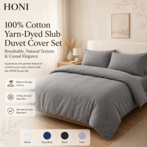 HONI Cotton Twin Size Comfortable Solid Color Bedding and Duvet Cover Full Set