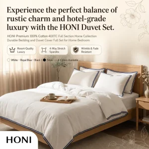 HONI Cotton Woven Fabric Full Size Washed Duvet Cover Set
