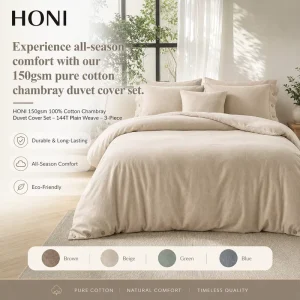 HONI Factory Supplies Cotton Fabrics Queen Bed Luxury Style Comfortable Solid Colors Bedding Set Quilt Cover for Home Use
