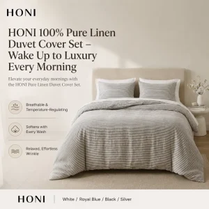 HONI OEKO TEX Certified 100% Linen 3 Pieces Queen and king Luxury Style Mellow Duvet Quilt Covers Bedding Set for Sale