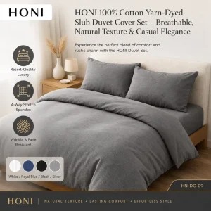 HONI OEKO TEX Certified Pure Cotton King Size Washed Bed Duvet Cover Set