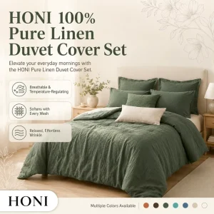 HONI OEM Custom Linen 100TC Full Size Luxury Style Breathable Pillowcase Duvet Cover Sets for All Ages