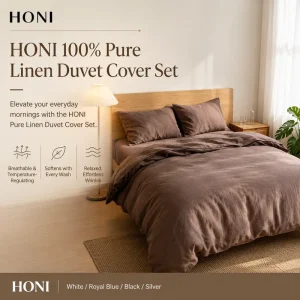 HONI OEM Custom Linen Fabric Queen Size Luxury Style 3 Pcs Warm Duvet Cover Set for Home Bedroom