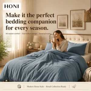 HONI OEM Custom Polyester Woven Fabric Full Section Luxury Style Cosy Bed Sheet Set Duvet Cover for Home Bedroom