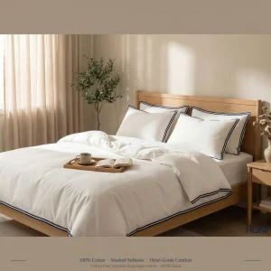 HONI Premium 100% Cotton 400TC Full Section Home Collection Durable Bedding and Duvet Cover Full Set for Home Bedroom