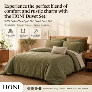 HONI Premium Cotton Full Section Luxury Style Soft 3 in One Bedding Set Duvet Cover for All Ages