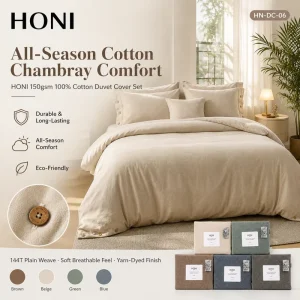 HONI Private Label 100% Cotton 150 Gsm Full Section Luxury Style Cosy Duvet Cover with 2 Pillow Cases Set for Whole Home