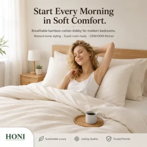 HONI Private Label Bamboo Cotton Queen and king Luxury Style Breathable Duvet Cover Set for Home Textiles