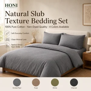 HONI Professional Manufacturers Cotton Fabrics Twin Size Luxury Style Solid Color Fluffy Duvet Cover Set with Pillow Case