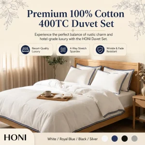 HONI Pure Cotton Double Bed Luxury Style Breathable Bed Duvet Cover Set for All Ages