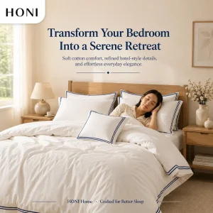HONI Pure Cotton Full Size 3 Pieces Bedding and Duvet Cover Set