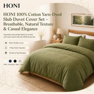 HONI Twin Size 3 Pieces Breathable Bedding Set Duvet Cover with Pillow Case