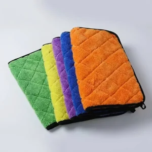HW Car Wash Towel Diamond Lattice Coral Fleece High Density Ultra Absorbent 1200GSM Heavy Duty Professional Detailing