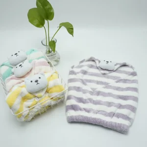 Hair Cap Striped Cute Bear Doll Coral Velvet Microfibre After Shower Hair Drying Wrap Cap Quick Dry Hair Wrap Towel