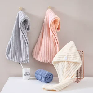 Hair Turban Towel Super Absorbent Twist Turban Dry Hair Towels Bath Loop Fasten Salon Dry Hair Towel
