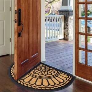 Half Round Non Slip Entrance Way Welcome Rug Durable Rubber Door Mats for Garage Patio High Traffic Areas