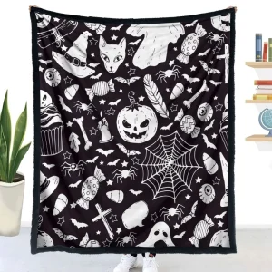 Halloween DIY Coloring Blanket Double Sided Fleece Velvet Kids Washable Hand Drawing Throw Home Decor Holiday Gift Custom