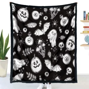 Halloween Pattern DIY Coloring Blanket Washable Reusable Graffiti Soft Microfiber Kids Educational Hand Drawing Blanket Gift