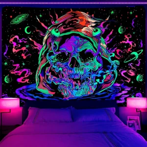 Halloween Style Tapestry Mountain Landscape Wall Hanging Skull Print Beach Towel Beach Seat Cushion Home Bedroom Wall Decor
