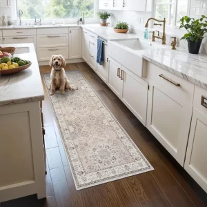 Hallway Washable Runner Rug Vintage Kitchen Non Slip Living Room Floor Mat Stain Resistant Carpet for Bedroom Bathroom Carpets