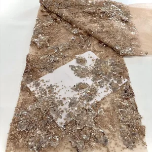 Hand Embroidered Lace Bead Sequin Three-dimensional Embroidery French Wedding Fabric Bridal 3D Lace Tissu De Dentelle Fait Main