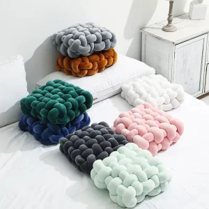Hand Knitting Square Soft Home Sofa Office Velvet Floor Seat Cushions Pillow Checked Outdoor Chair Cushion