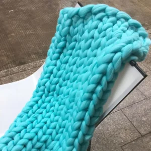 Hand Made Knitted Weight Throw Recycled Polyester Chunky Knit Weighted Blanket