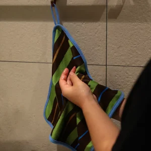 Hand Towels Hanging Highly Absorbent Quick Drying Lint Free Striped Polyester Microfibre Hand Towel