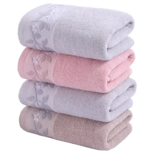 Hand Towels Set of 2 Floral Pattern 100% Cotton Absorbent Soft Decorative Towel for Bathroom