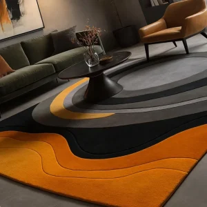 Hand Tufted 100% New Zealand Wool Area Rug for Living Room Bed Room Modern Abstract Layere