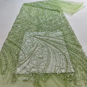 Hand Woven Embroidered Beaded Sequined Fashion Show Custom Design Heavy Beaded Sequins Lace Fabric