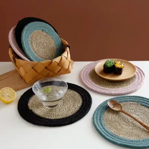 Hand Woven Jute Round Placemat Dining Table Mats Grass Place Mats