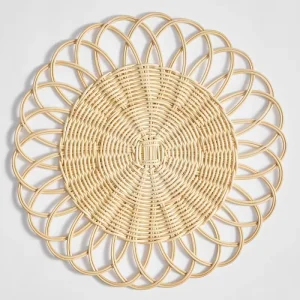 Hand Woven Rattan Charger Wicker Table Mat Rattan Placemat Flower Shade for Wedding and Kitchen