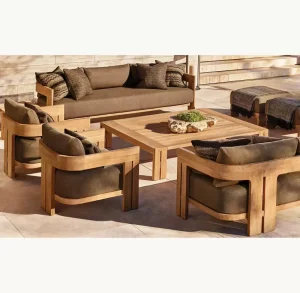 Handcrafted Solid Teak Chair Stable Joint Comfort Cushion Matching Outdoor Yard Durable Furniture