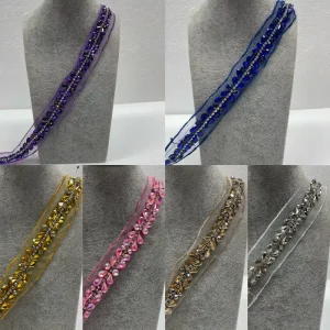 Handmade Beads Crystal Diamond Lace Mesh Embroidery Bottom Beads Barcode Garment Accessories Lace